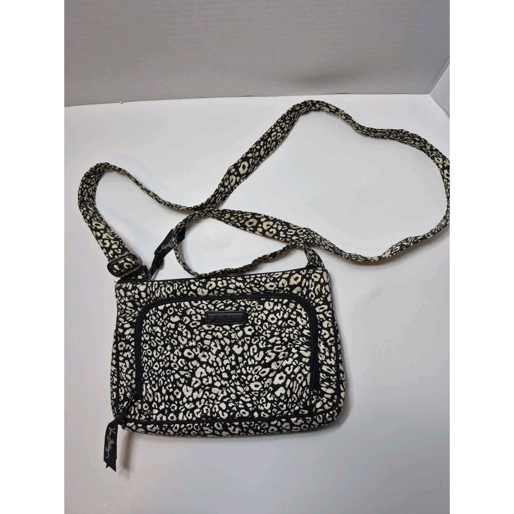 Vera‎ Bradley Black / White Hipster Camocat Leopard Crossbody Bag